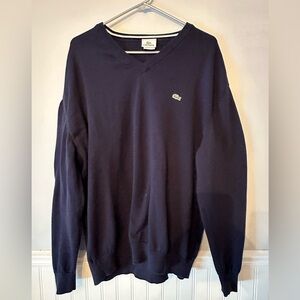 Lacoste Men's Dark Blue V-Neck Sweater 3xl